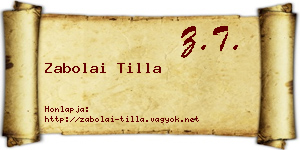 Zabolai Tilla névjegykártya